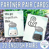 Partner Pair Cards for Matching Students - Back to School