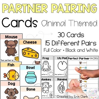 Preview of Partner Pairing Cards | ANIMAL Themed Partner Cards | Partner Work