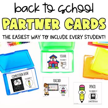 Preview of School Things Partner Pairing Cards | Classroom Management