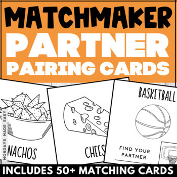 Preview of Partner Pairing Cards for Groups - Icebreaker Game - 50 Partner Matching Cards