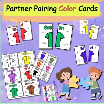 Preview of Partner Pairing Color Cards, Colors, Pairing Students - Partner work