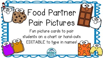 Preview of Partner Pair Cards Food Theme