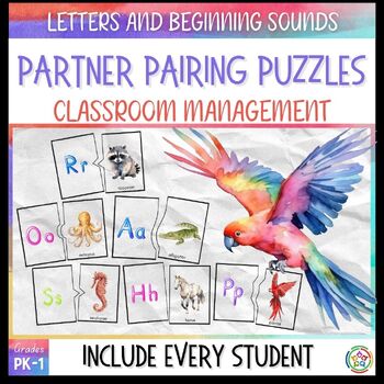 Preview of Partner Pairing Puzzles | Beginning Letter Sounds | Class Management | Inclusion