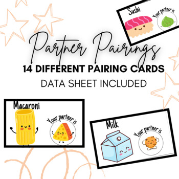 Preview of Partner Pairings Cards- [Set of 14 Cards & Data Sheet]