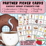 Partner Picker Cards Food Pairs {Cooperative Learning}