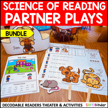 Preview of Decodable Partner Plays, Readers Theater for Kindergarten, Science of Reading