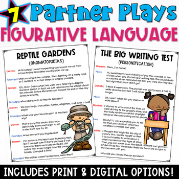 Preview of Figurative Language Practice: 7 Partner Play Scripts with Recording Worksheet