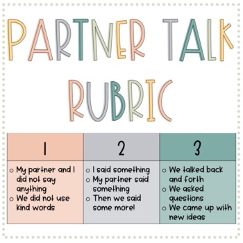 Preview of Partner Talk Rubric (Accountable Talk)