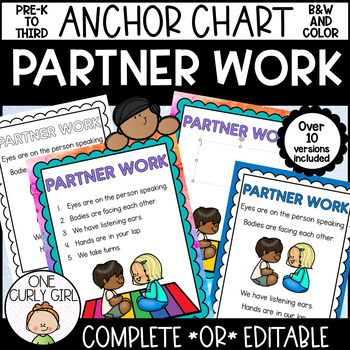 Preview of Partner Work Anchor Chart Turn and Talk