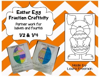 Preview of Partner Work Easter Egg Fraction Craftivity for halves and fourths