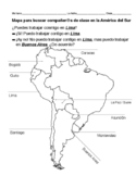 Partner chart - map of South America, CAPITALS of Spanish-