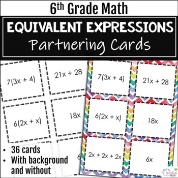 Preview of Partner Cards Using Equivalent Expressions 6th Grade