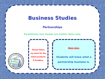 Preview of Partnerships - Types of Business Ownership - Business Studies - PPT & Worksheet