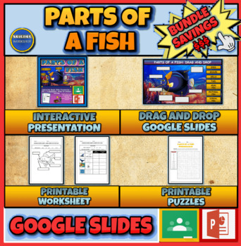 Preview of Parts Of A Fish: Unit Bundle: Presentation| Drag & Drop | Puzzles | Worksheets