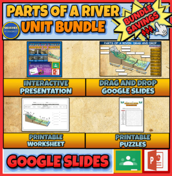 Preview of Parts Of A River Unit Bundle: Presentation | Drag & Drop | Puzzles |Worksheets