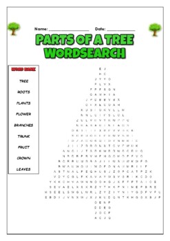 Preview of Parts Of A Tree: 2 Science Puzzles: Wordsearch & Word Scramble