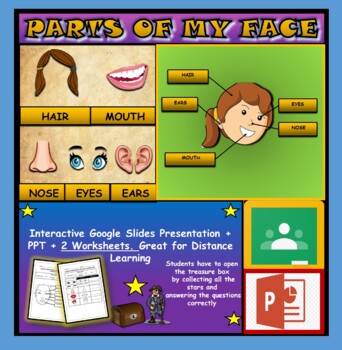 Preview of Parts Of My Face: Interactive Google Slides + PPT + 2 Worksheets 