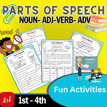 Preview of Parts Of Speech Activities and Center - Nouns, Verbs, Adjectives and Adverbs