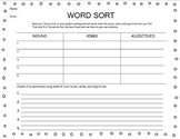 Parts Of Speech Word Sorts