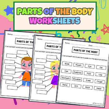 Preview of Parts Of The Body Worksheets - Cut and Paste.