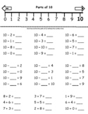 MATH - Parts of 10 Ten, Add Subtract with Number Line, Dif