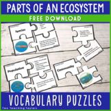 Parts of Ecosystems Vocabulary Puzzles FREEBIE | Species P