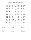 Parts of Music Word Search Pack