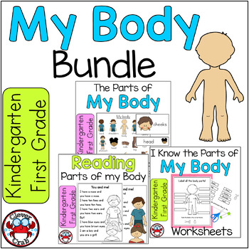 Preview of Parts of My Body Worksheets Reading and Vocabulary Cards Bundle