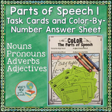 Parts of Speech 1 Task Cards and Color by Number Answer Sh