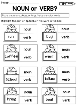 parts of speech nouns verbs pronouns adjectives and