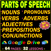 Parts of Speech. 32 Grammar Lessons. Practice & Reviews.  