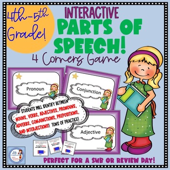 Preview of Parts of Speech 4 Corners Game: Grammar Review! (3rd, 4th, 5th grades)