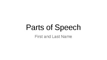 Preview of Parts of Speech