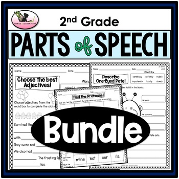 Preview of Parts of Speech Worksheets, Assessments and Center Activities - 2nd Grade Bundle