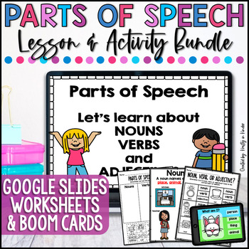 Preview of Parts of Speech Activities Nouns, Verbs and Adjectives Lesson with Worksheets