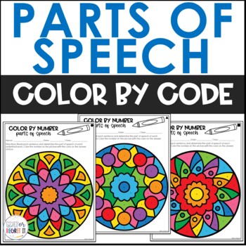 Preview of Parts of Speech Activity ELA Grammar Color by Number Worksheets