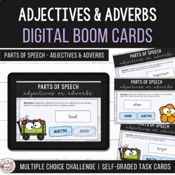 Preview of Parts of Speech Adjectives & Adverbs Distance Learning Digital Boom Cards