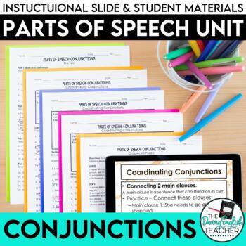 Preview of Conjunctions: Parts of Speech Unit (PowerPoint, lessons, activities, tests)