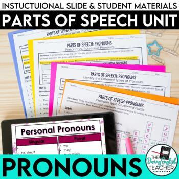 Preview of Pronouns: Parts of Speech, PowerPoint, Lessons, Activities, Tests