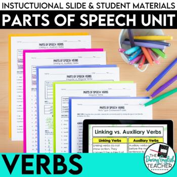 Preview of Verbs: Parts of Speech, PowerPoint, lessons, activities, tests