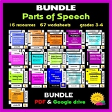 Parts of Speech BUNDLE - 67 worksheets - Grades 3-4 - PDF-