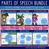 Parts of Speech Nouns Verbs & Adjectives BUNDLE 3 Week Lon