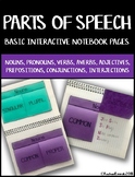 Parts of Speech Basic Interactive Notebook Pages