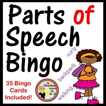 Preview of Parts of Speech Bingo Grammar Game with 35 Bingo Cards!