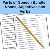 Parts of Speech Bundle Nouns Adjectives and Verbs