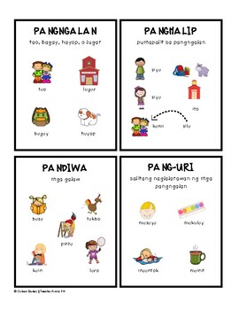 parts of speech cards bilingual english and filipino by teacher annie
