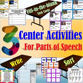 Preview of Parts of Speech Centers: Three Centers for all Nine Parts!