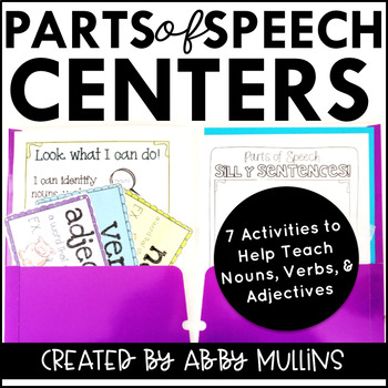 Preview of Parts of Speech Centers {Nouns, Verbs, & Adjectives}