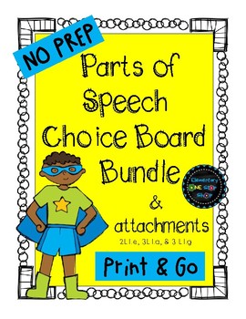 Preview of Print & Go Parts of Speech Choice Boards Bundle