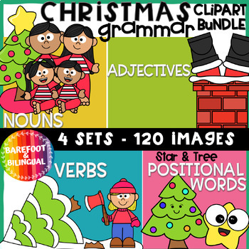 Preview of Christmas Grammar Clipart Bundle - Parts of Speech Christmas Clipart
